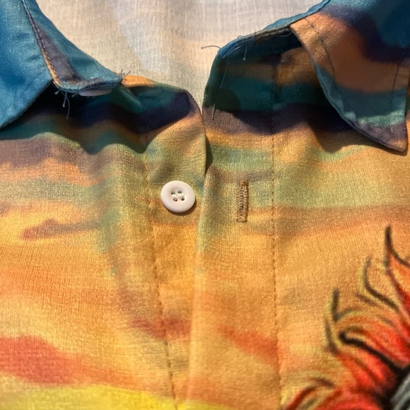 Red and Blue Casual Button Down Shirt with Vibrant Design - Picture 3 of 9